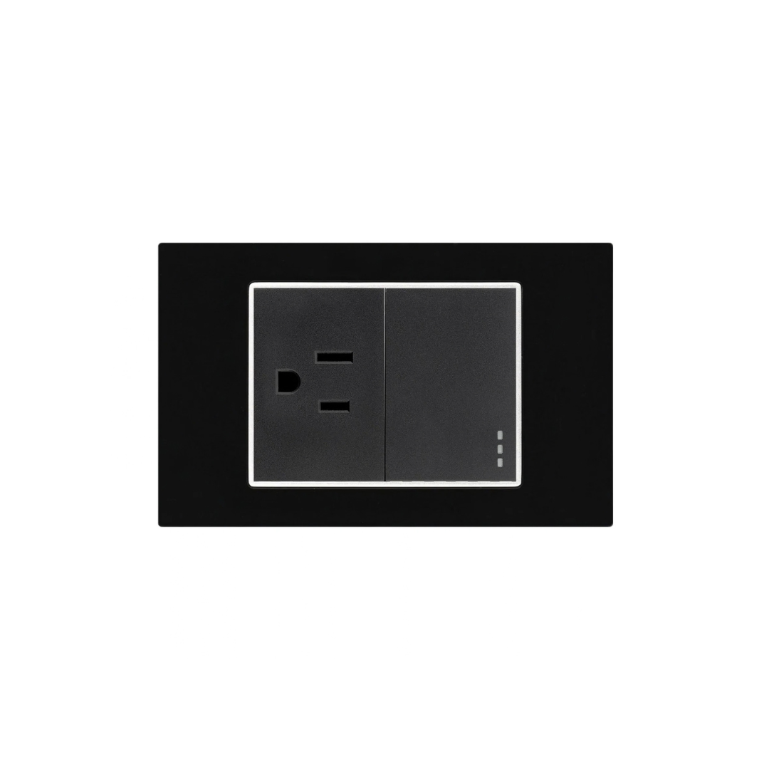 INTERRUPTOR+TOMA PREMIUM NEGRO